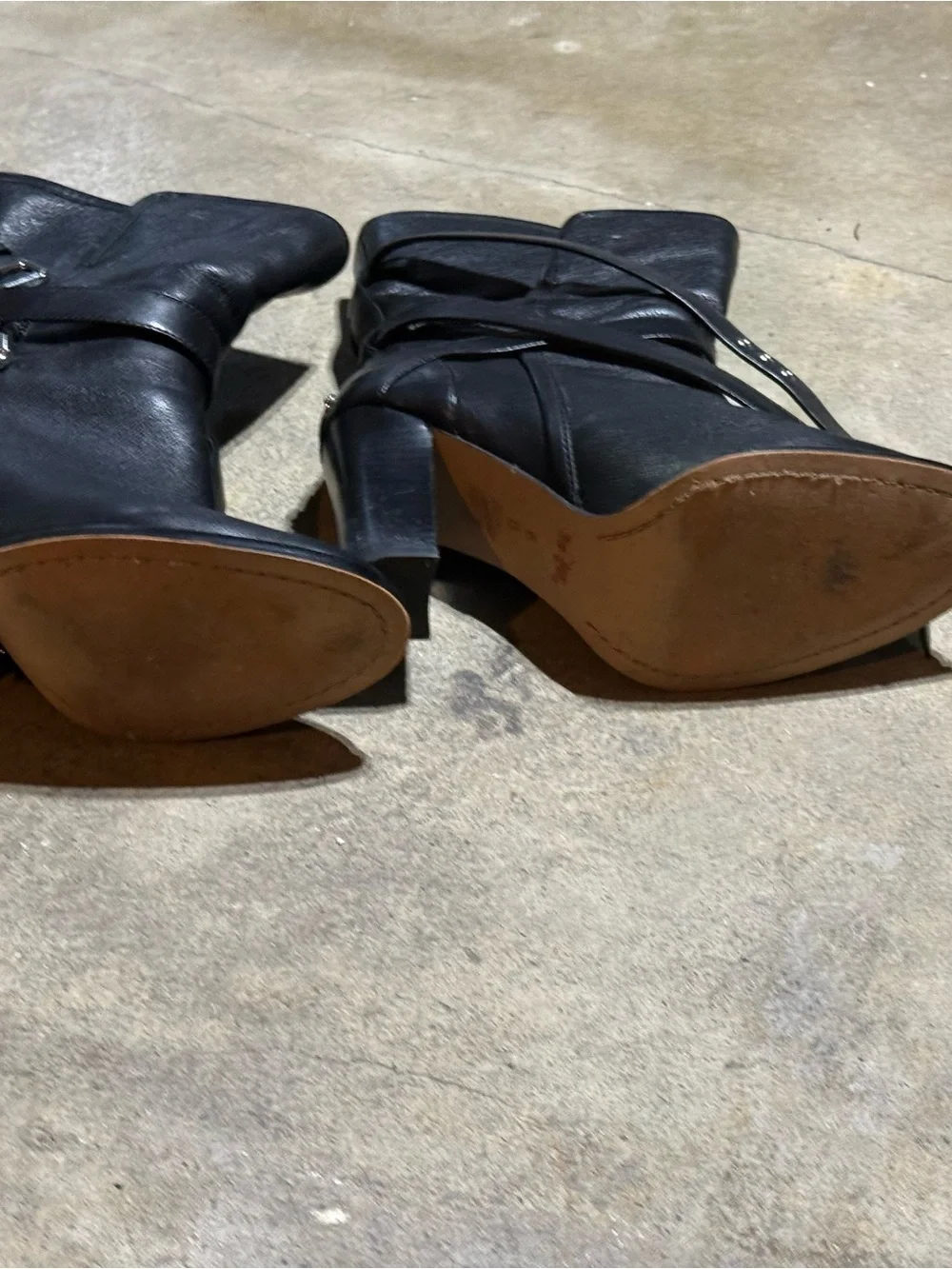 Coach Women's Black Leather Ankle Boots - Sleek Buckle Detail